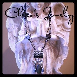 Chico's Long Black Tone Statement Necklace